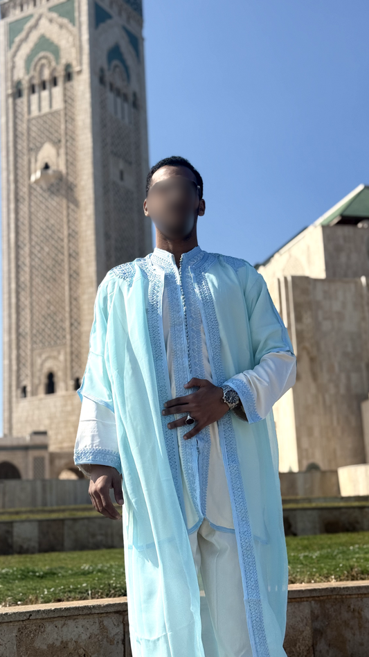 Classy Light Blue Traditional Jabador For Men