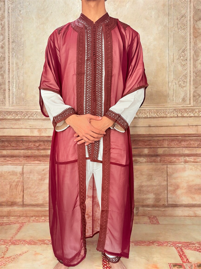 Classy Red Traditional Jabador For Men