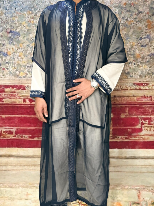 Classy Dark Blue Traditional Jabador For Men